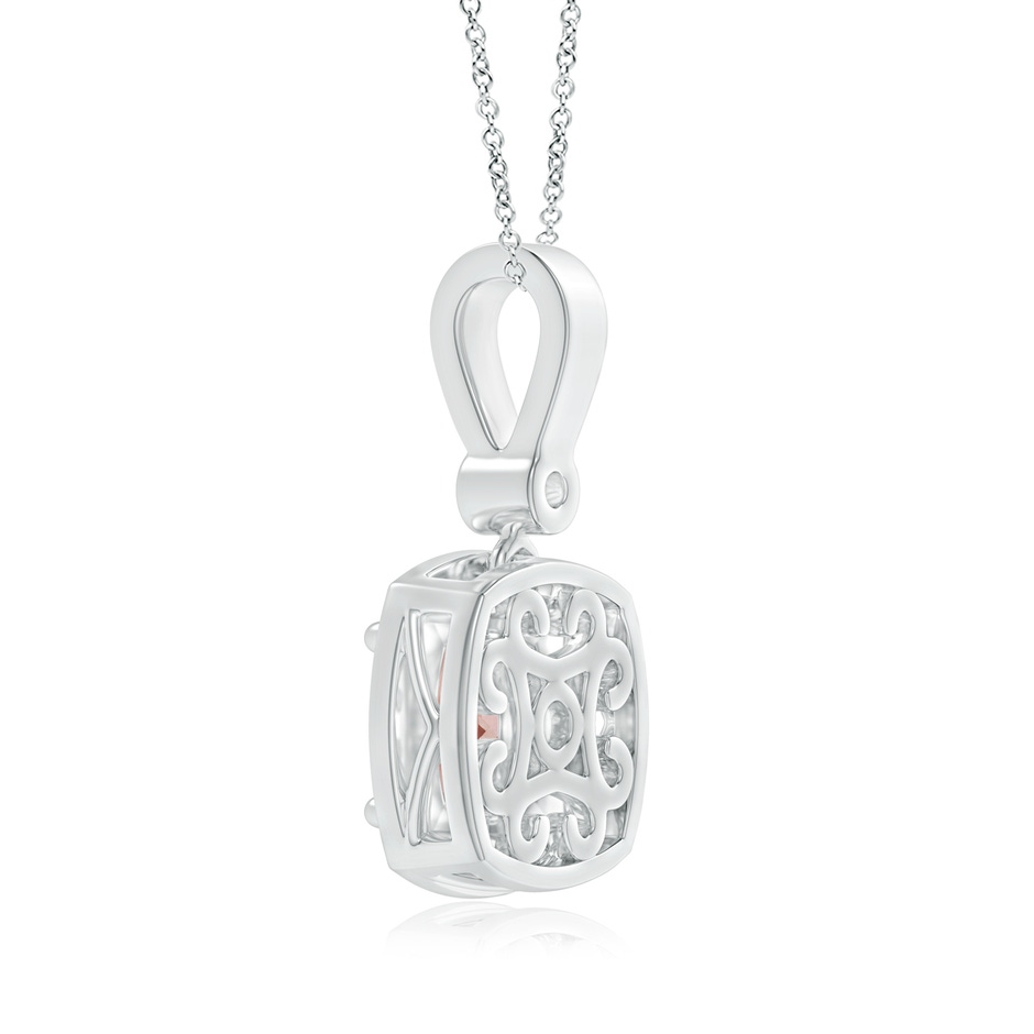 6mm AAA Cushion Morganite Pendant with Diamond Halo in P950 Platinum product image