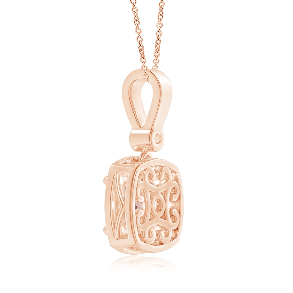 6mm AAA Cushion Morganite Pendant with Diamond Halo in Rose Gold product image