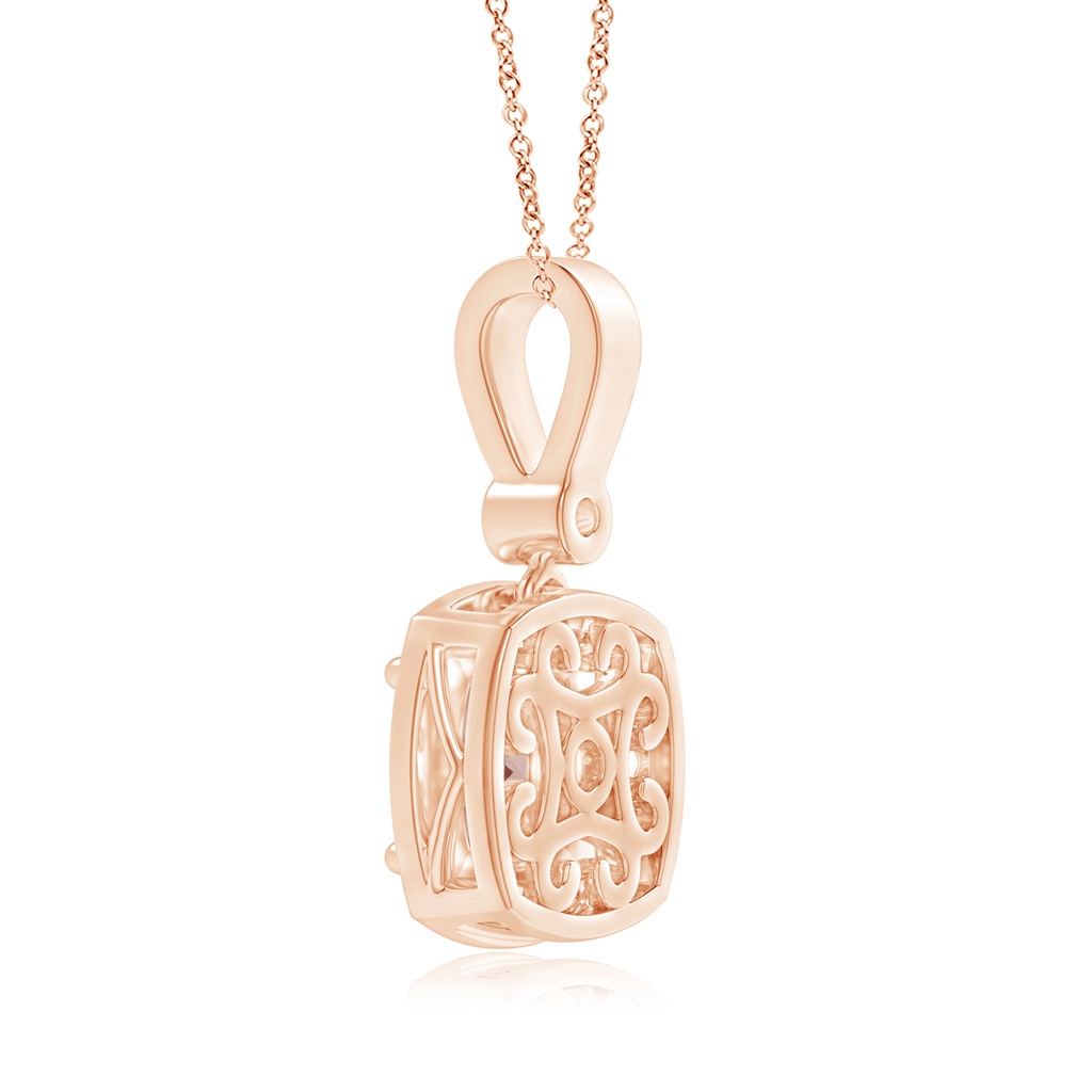 6mm AAAA Cushion Morganite Pendant with Diamond Halo in Rose Gold Product Image
