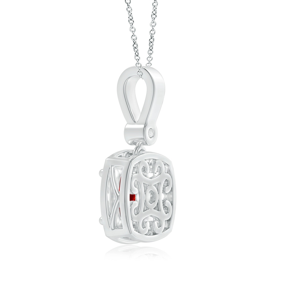 6mm Lab-Grown Cushion Ruby Pendant with Diamond Halo in White Gold product image