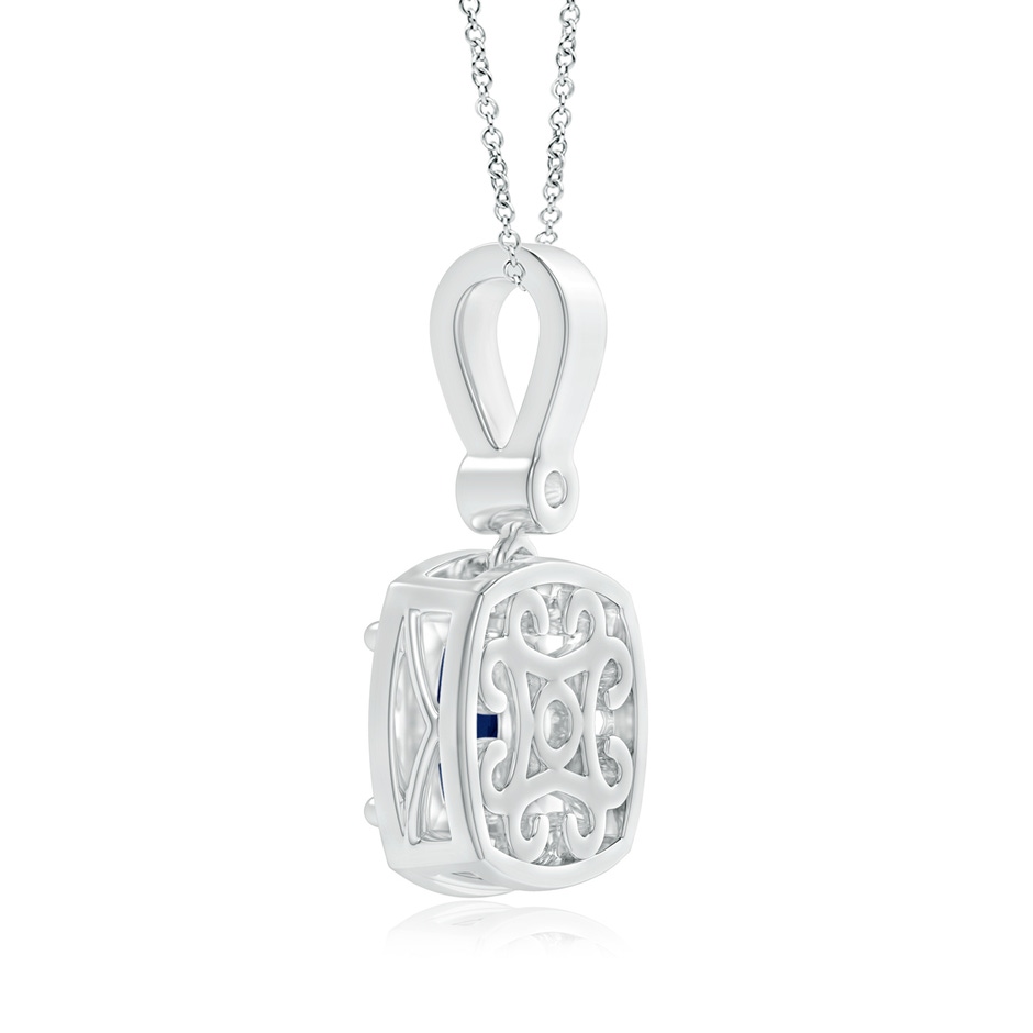 6mm A Cushion Sapphire Pendant with Diamond Halo in White Gold product image