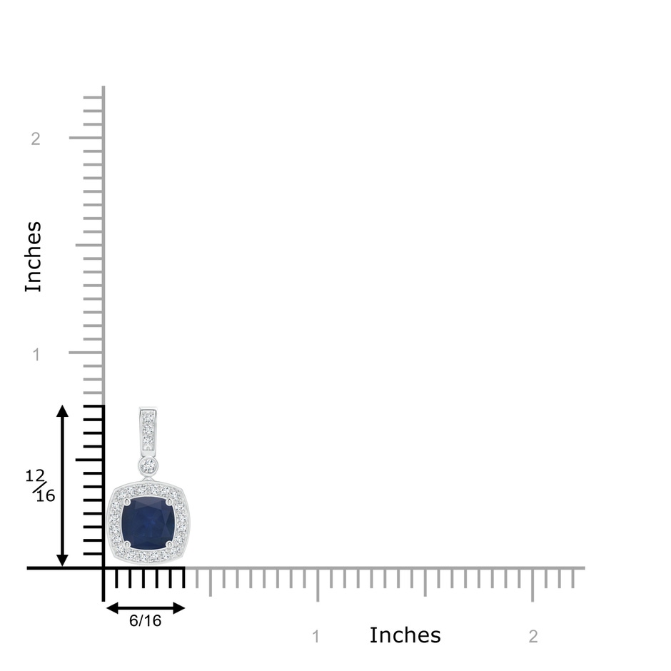 6mm A Cushion Sapphire Pendant with Diamond Halo in White Gold product image