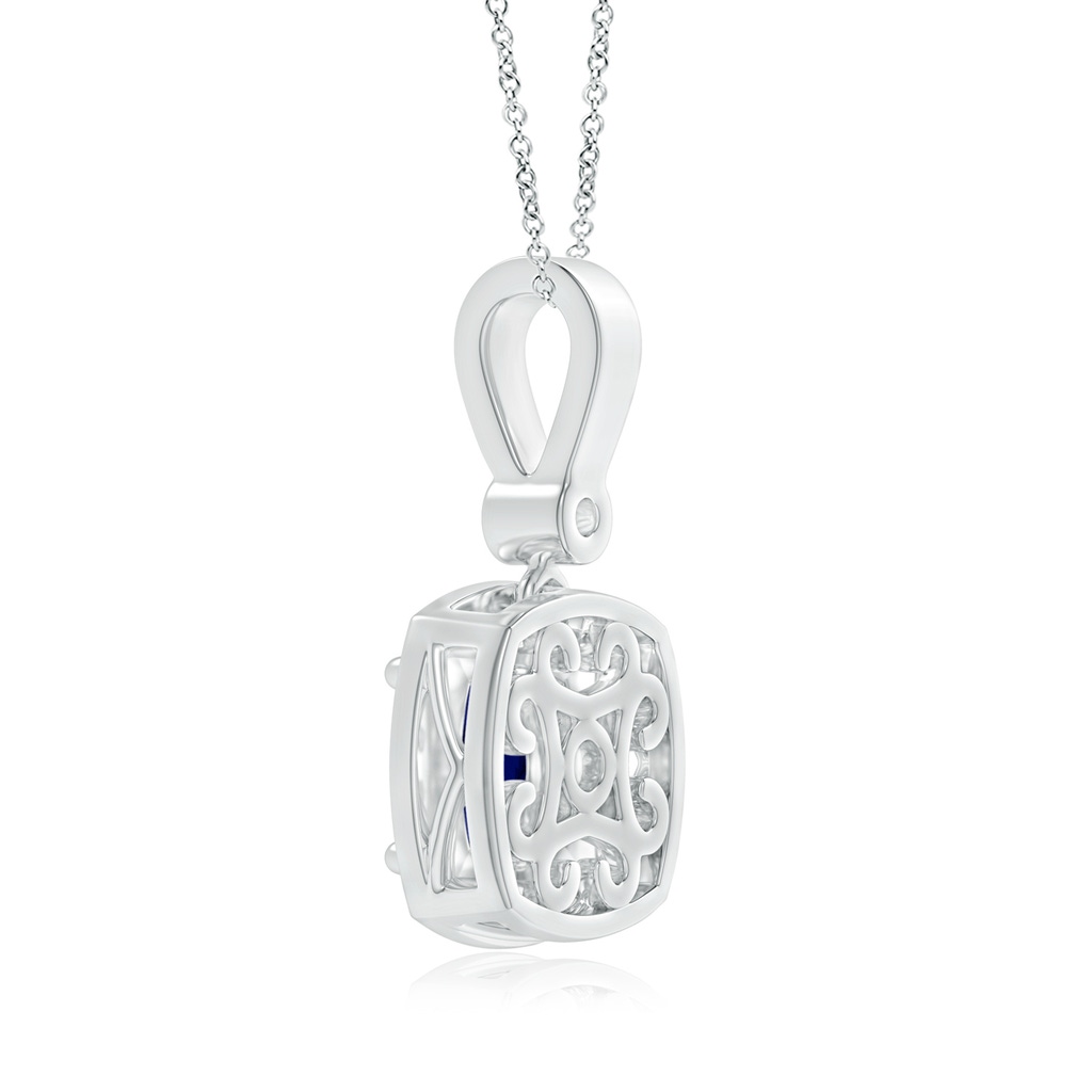 6mm AAA Cushion Sapphire Pendant with Diamond Halo in P950 Platinum Product Image