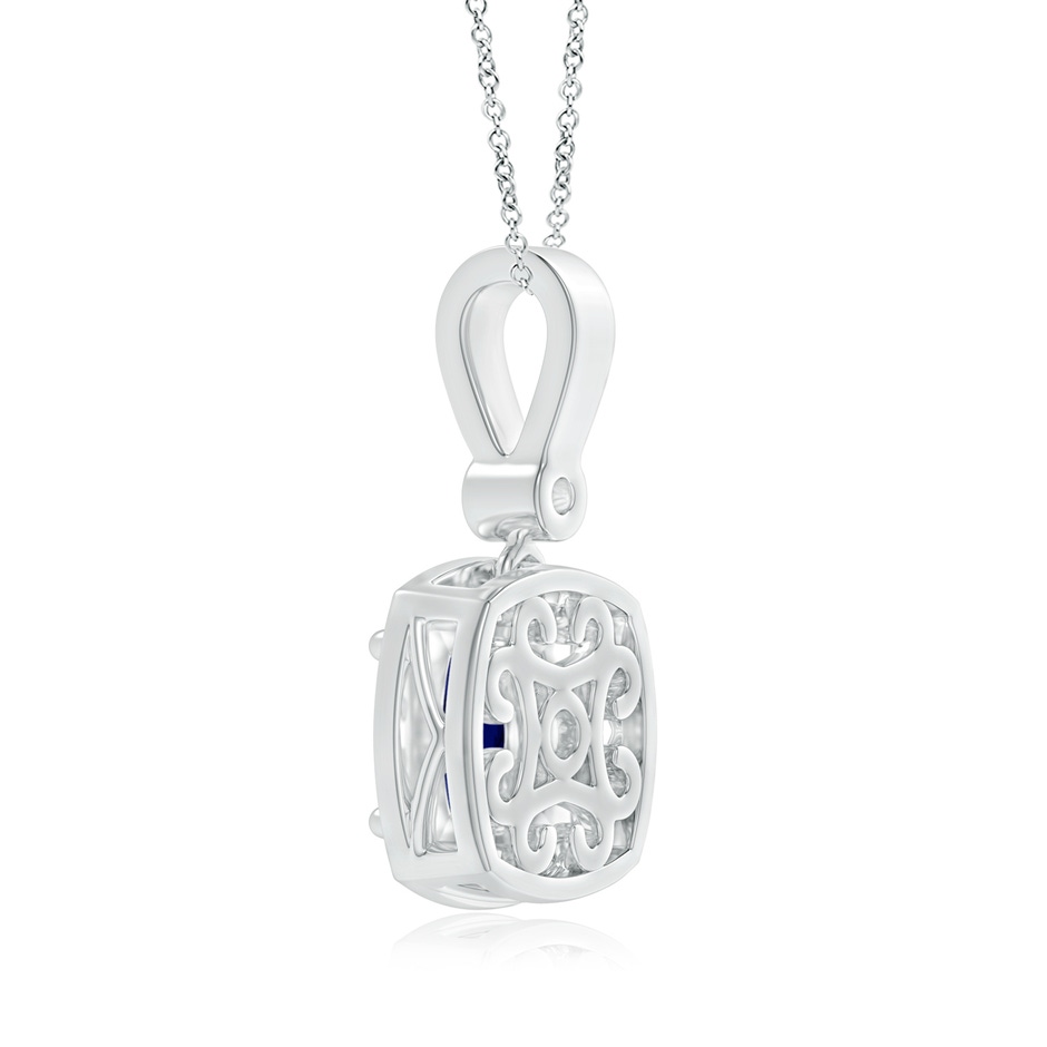 6mm AAA Cushion Sapphire Pendant with Diamond Halo in White Gold product image