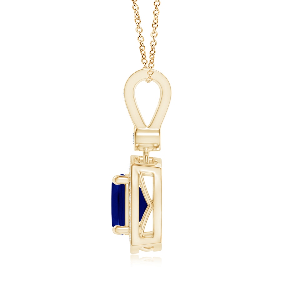 6mm AAA Cushion Sapphire Pendant with Diamond Halo in Yellow Gold product image