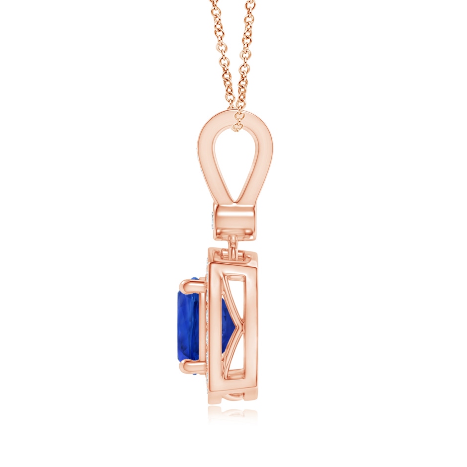 9.87x9.78x7.59mm AAA GIA Certified Cushion Blue Sapphire Pendant with Diamond Halo in 18K Rose Gold side 199