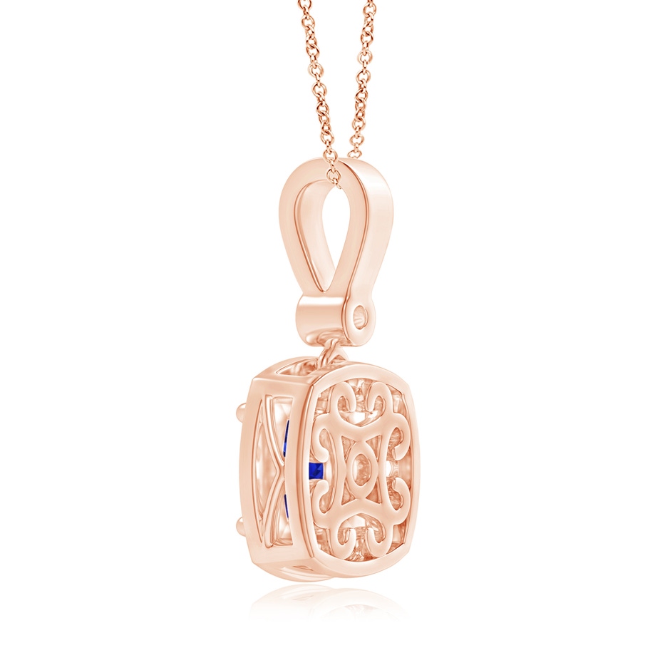 9.87x9.78x7.59mm AAA GIA Certified Cushion Blue Sapphire Pendant with Diamond Halo in 18K Rose Gold side 399