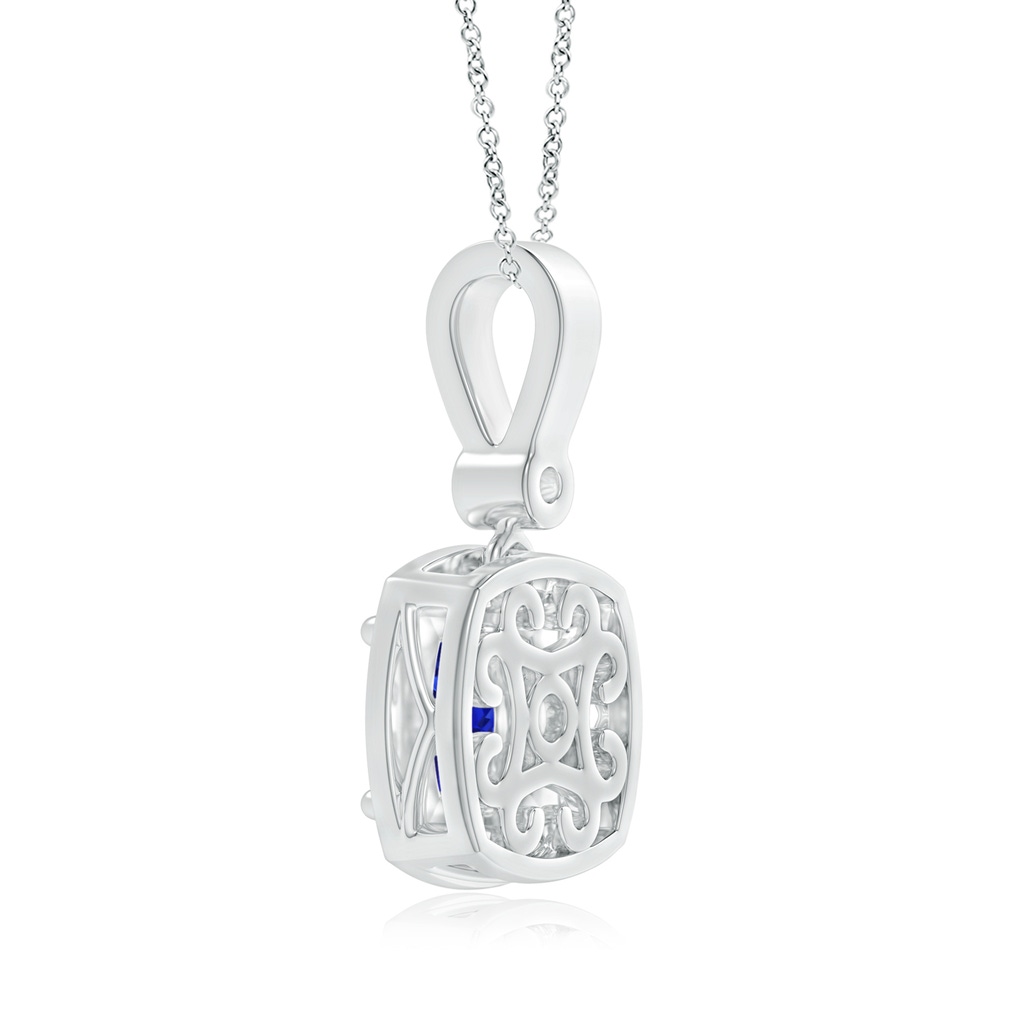 9.87x9.78x7.59mm AAA GIA Certified Cushion Blue Sapphire Pendant with Diamond Halo in White Gold Side 399