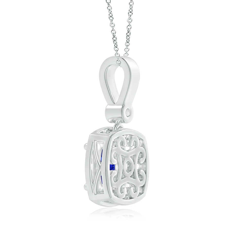 9.87x9.78x7.59mm AAA GIA Certified Cushion Blue Sapphire Pendant with Diamond Halo in White Gold side 399