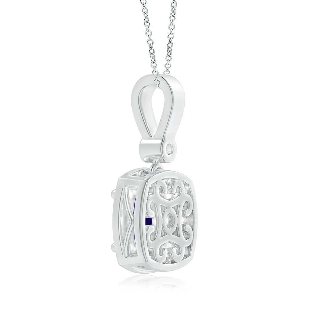 6mm AAAA Cushion Tanzanite Pendant with Diamond Halo in White Gold Product Image