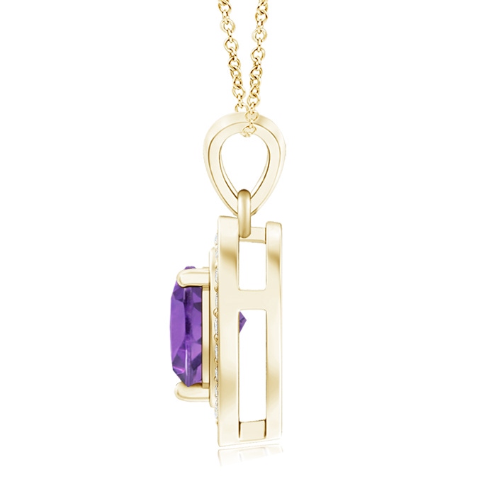 6mm AA Floating Amethyst Heart Pendant with Diamond Halo in Yellow Gold product image