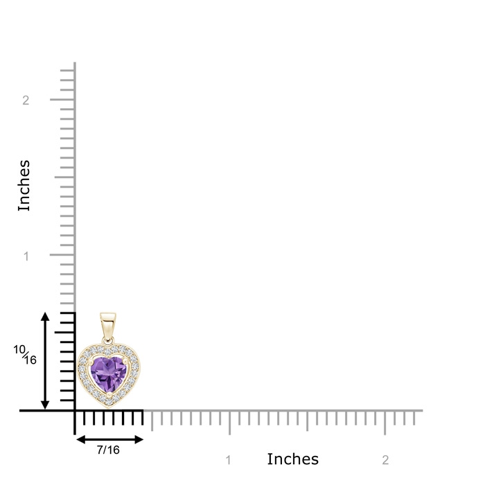 6mm AA Floating Amethyst Heart Pendant with Diamond Halo in Yellow Gold product image