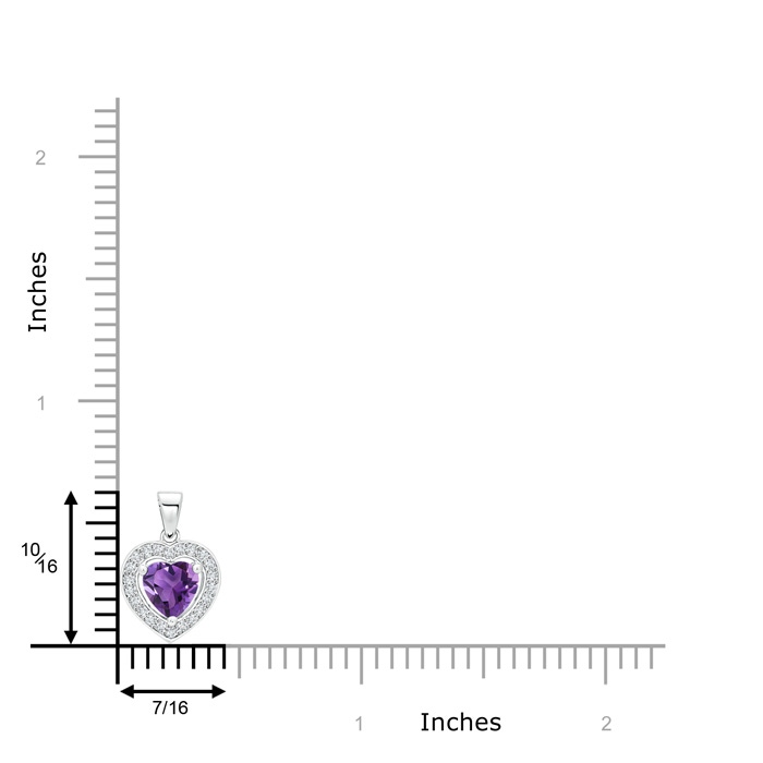6mm AAA Floating Amethyst Heart Pendant with Diamond Halo in White Gold Product Image