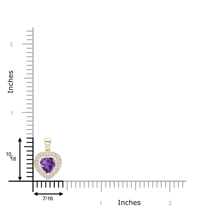 6mm AAA Floating Amethyst Heart Pendant with Diamond Halo in Yellow Gold product image