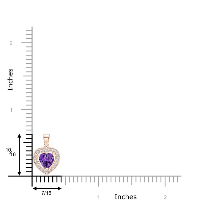 6mm AAAA Floating Amethyst Heart Pendant with Diamond Halo in Rose Gold product image