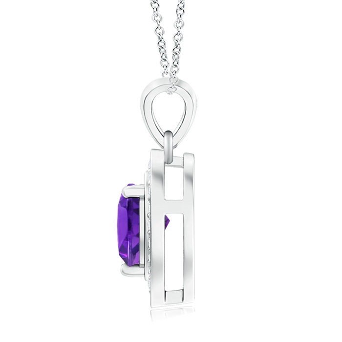 6mm AAAA Floating Amethyst Heart Pendant with Diamond Halo in White Gold product image