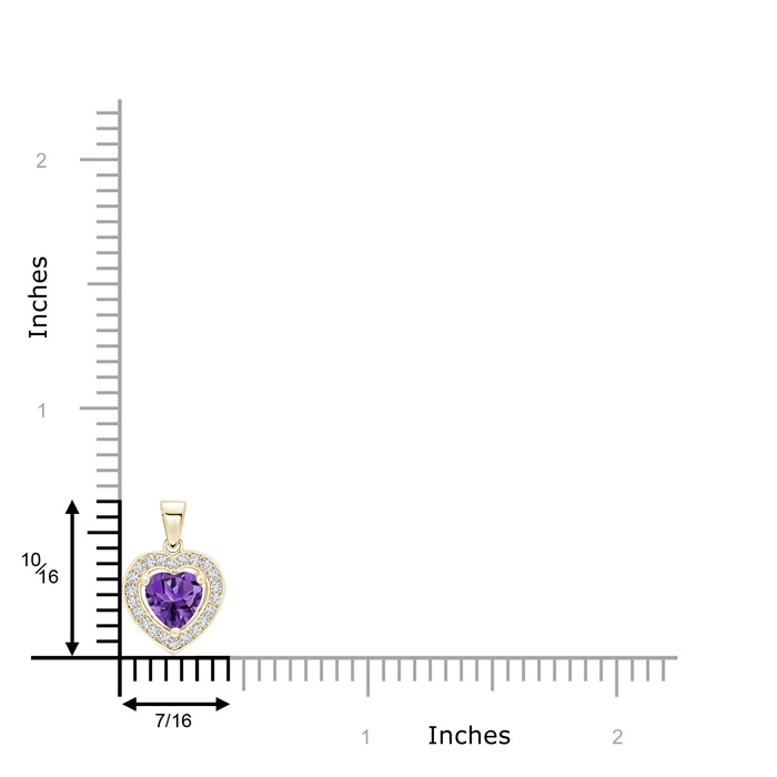 6mm AAAA Floating Amethyst Heart Pendant with Diamond Halo in Yellow Gold product image
