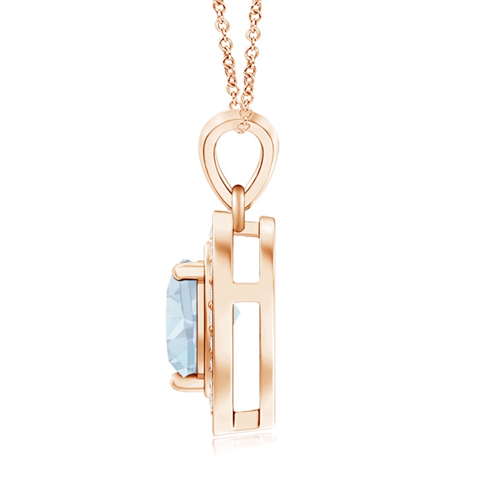 6mm A Floating Aquamarine Heart Pendant with Diamond Halo in Rose Gold product image