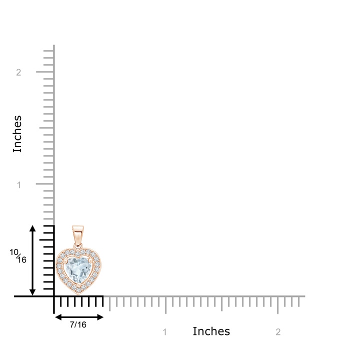 6mm A Floating Aquamarine Heart Pendant with Diamond Halo in Rose Gold product image