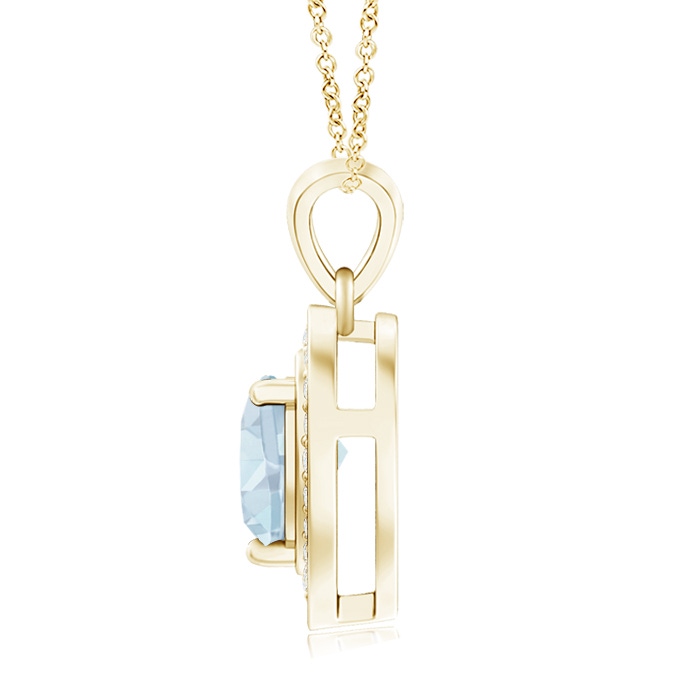 6mm A Floating Aquamarine Heart Pendant with Diamond Halo in Yellow Gold product image