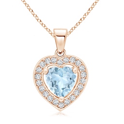 Heart Aquamarine Halo Necklaces and Pendants