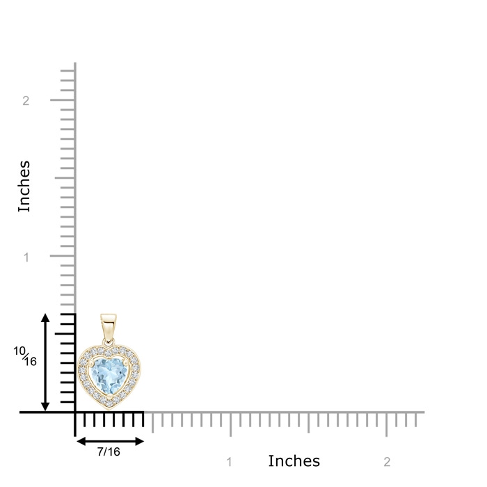 6mm AA Floating Aquamarine Heart Pendant with Diamond Halo in Yellow Gold product image