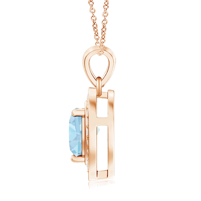 6mm AAA Floating Aquamarine Heart Pendant with Diamond Halo in Rose Gold product image