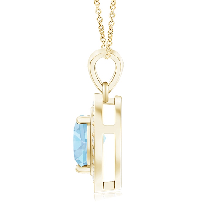 6mm AAA Floating Aquamarine Heart Pendant with Diamond Halo in Yellow Gold product image