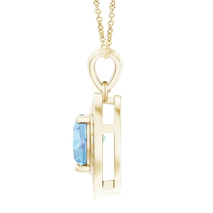 6mm AAAA Floating Aquamarine Heart Pendant with Diamond Halo in 9K Yellow Gold product image