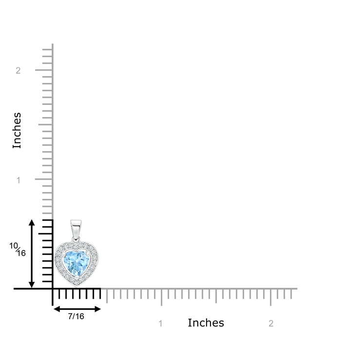 6mm AAAA Floating Aquamarine Heart Pendant with Diamond Halo in White Gold product image