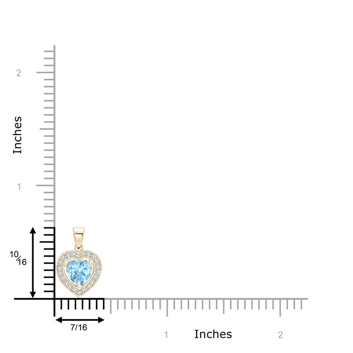 14K Yellow Gold 8mm Heart Aquamarine & Diamond Pendant - 0.15ct White Diamonds, 18" Sterling Silver Chain