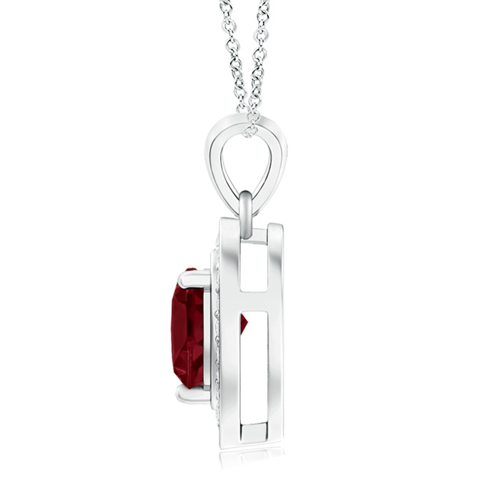 6mm A Floating Garnet Heart Pendant with Diamond Halo in White Gold product image