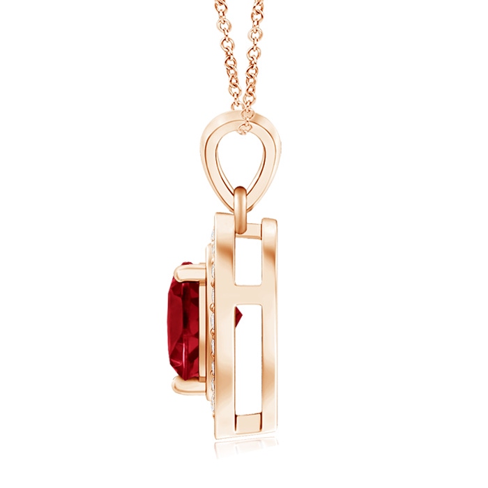 6mm AAA Floating Garnet Heart Pendant with Diamond Halo in 9K Rose Gold product image