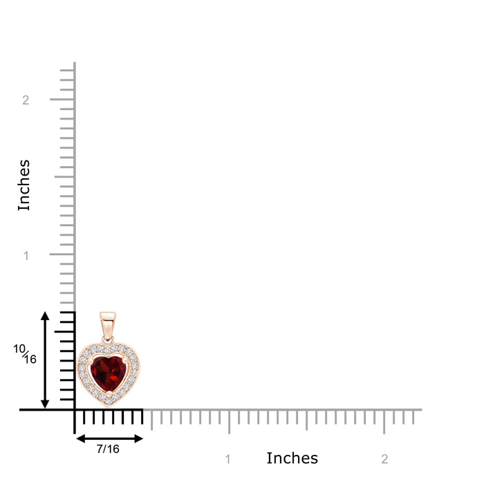 6mm AAA Floating Garnet Heart Pendant with Diamond Halo in 9K Rose Gold product image