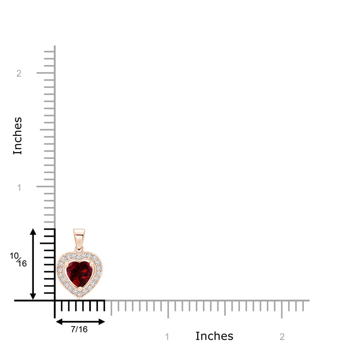 6mm AAAA Floating Garnet Heart Pendant with Diamond Halo in Rose Gold Product Image