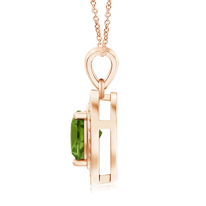 6mm AAAA Floating Peridot Heart Pendant with Diamond Halo in Rose Gold product image