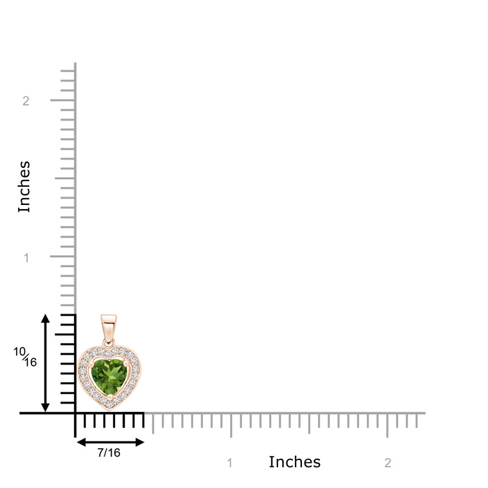 6mm AAAA Floating Peridot Heart Pendant with Diamond Halo in Rose Gold product image