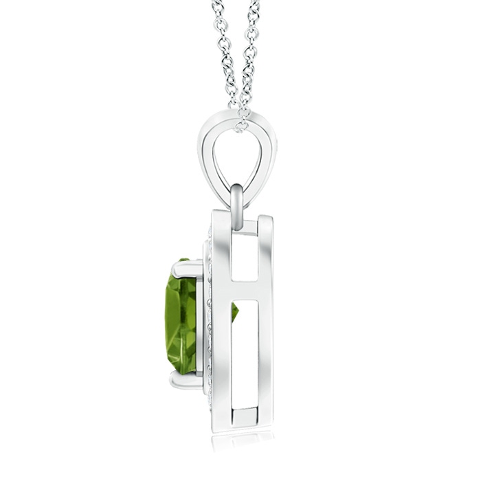 6mm AAAA Floating Peridot Heart Pendant with Diamond Halo in White Gold product image