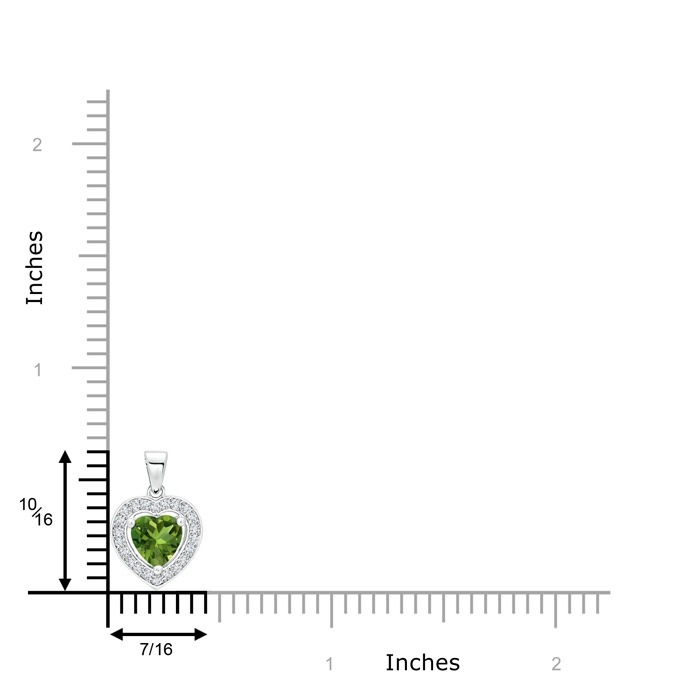 6mm AAAA Floating Peridot Heart Pendant with Diamond Halo in White Gold product image