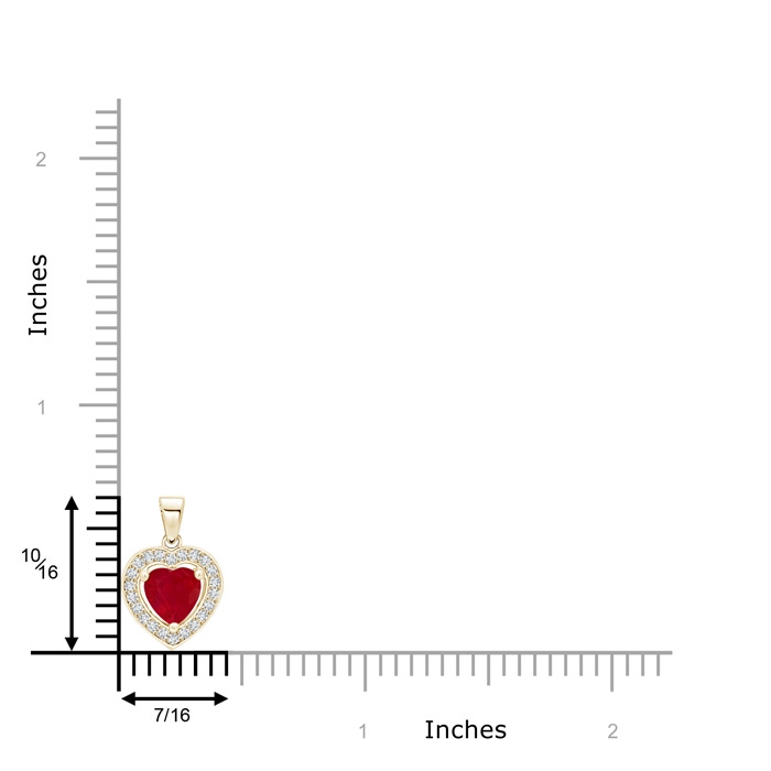 6mm AA Floating Ruby Heart Pendant with Diamond Halo in Yellow Gold product image