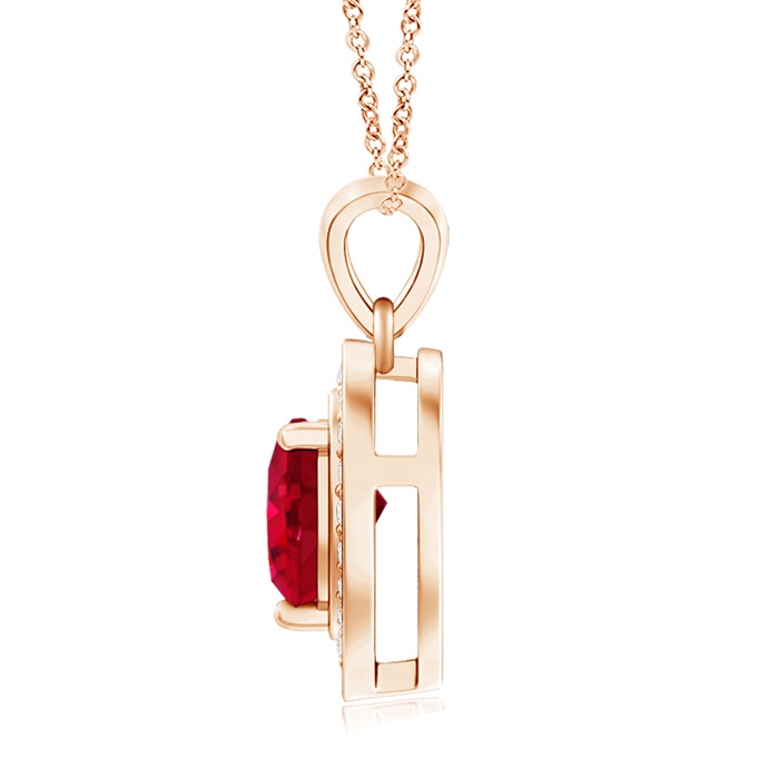6mm AAA Floating Ruby Heart Pendant with Diamond Halo in Rose Gold product image