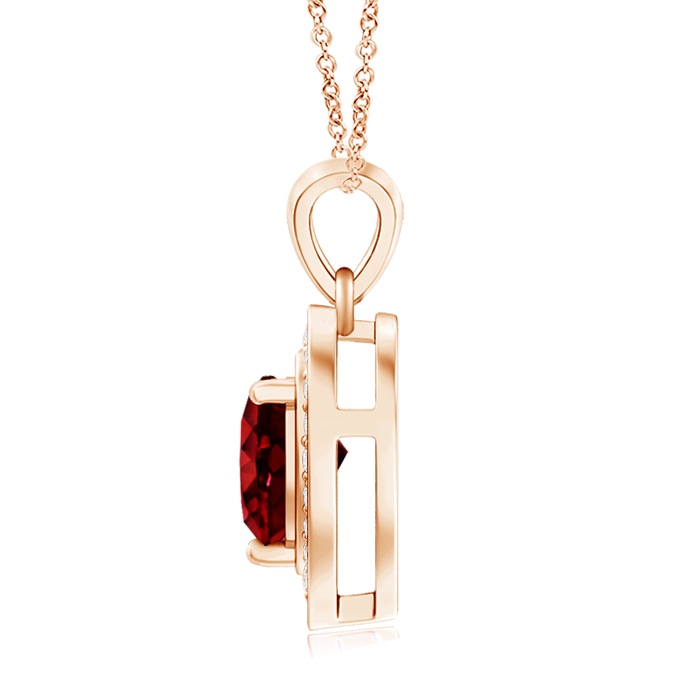 6mm AAAA Floating Ruby Heart Pendant with Diamond Halo in Rose Gold product image