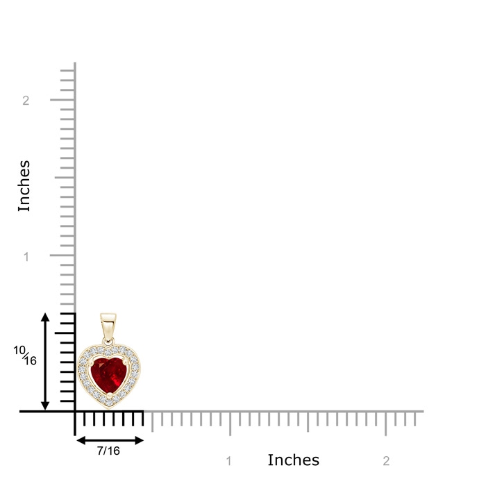6mm AAAA Floating Ruby Heart Pendant with Diamond Halo in Yellow Gold product image