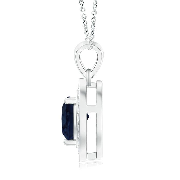 A - Blue Sapphire / 0.98 CT / 14 KT White Gold