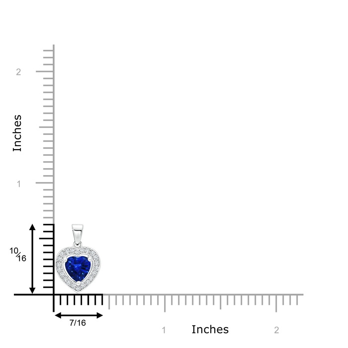 6mm AAAA Floating Sapphire Heart Pendant with Diamond Halo in White Gold Ruler