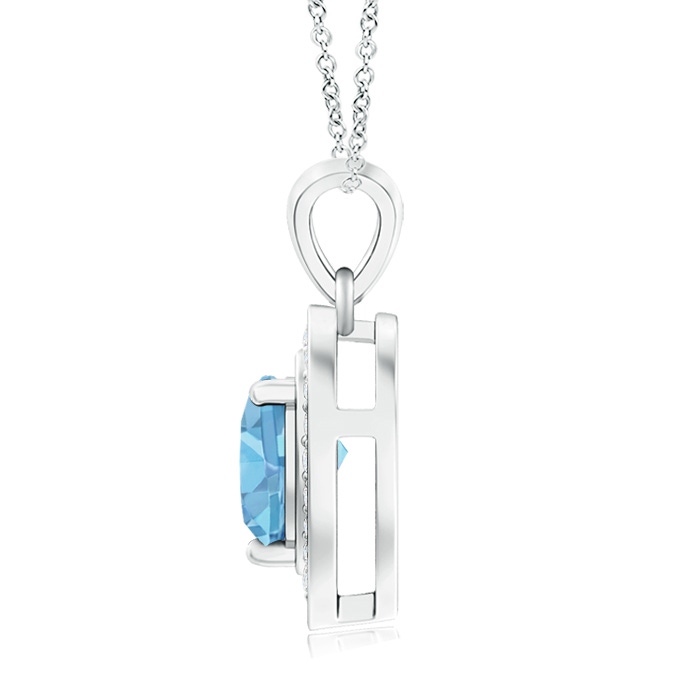 6mm AA Floating Swiss Blue Topaz Heart Pendant with Diamond Halo in White Gold product image