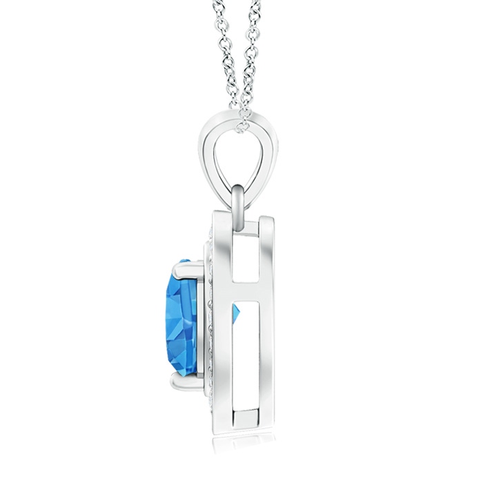 6mm AAAA Floating Swiss Blue Topaz Heart Pendant with Diamond Halo in P950 Platinum product image