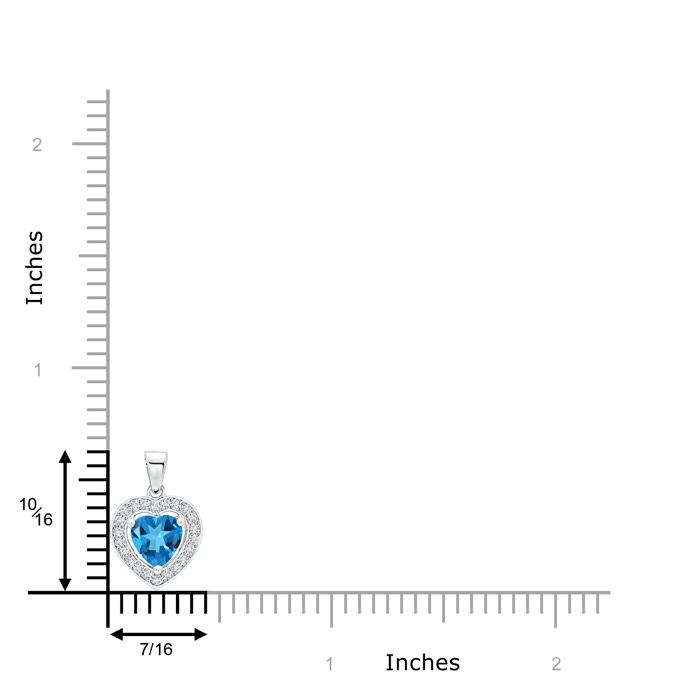 6mm AAAA Floating Swiss Blue Topaz Heart Pendant with Diamond Halo in White Gold product image