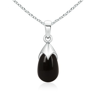 14x8mm AAA Black Onyx Drop Pendant in Top Drill Setting in White Gold