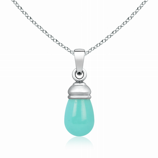 14x8mm AA Turquoise Drop Pendant in Top Drill Setting in White Gold